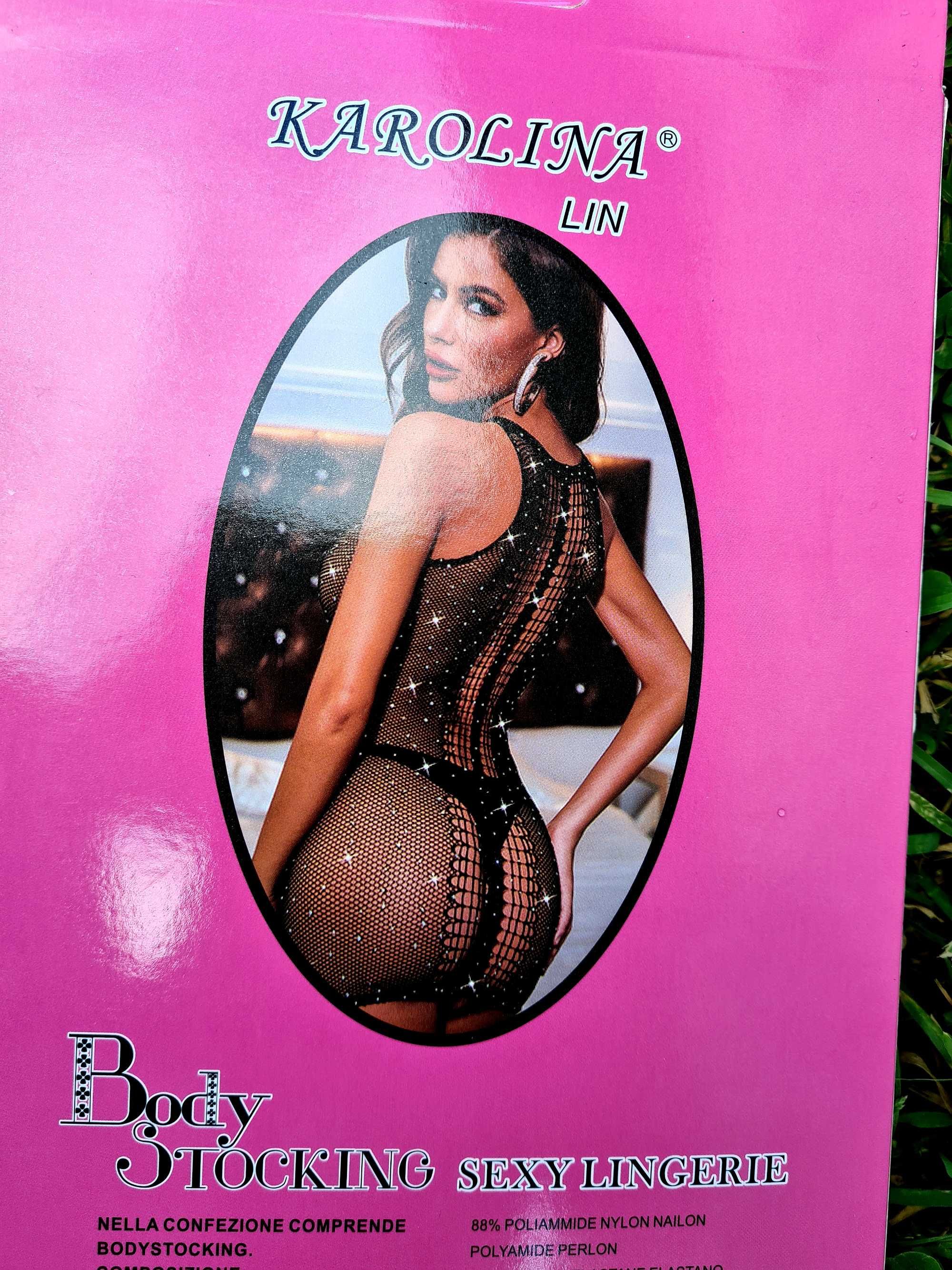 Koszulka z kryształkami Nowa bielizna bodystocking body czarne