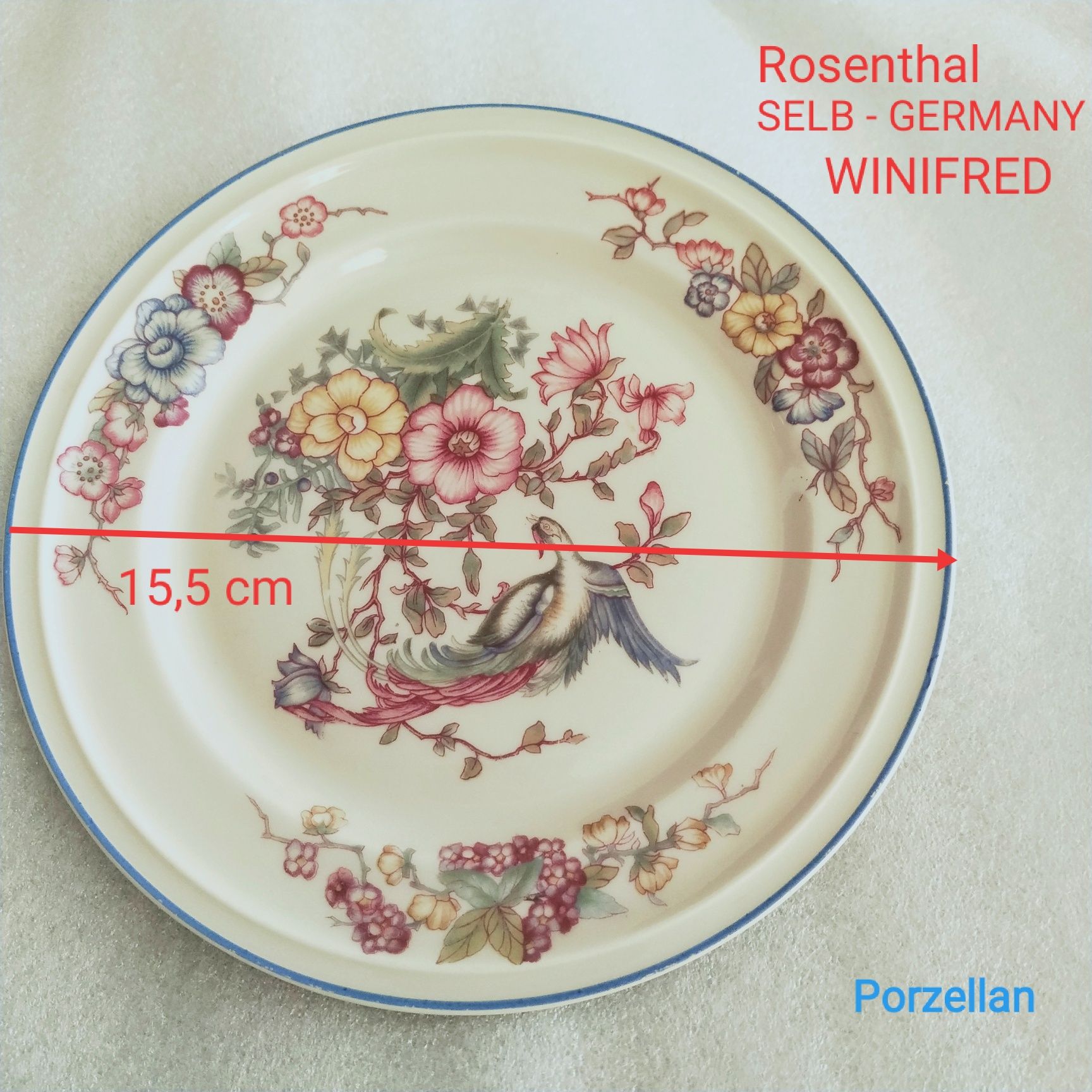 Talerzyk Rosenthal Winfired Fenix Rajski ptak porcelana