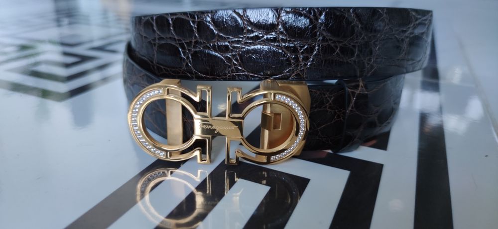 Ремінь з натуральної шкіри крокодила Salvatore Ferragamo
