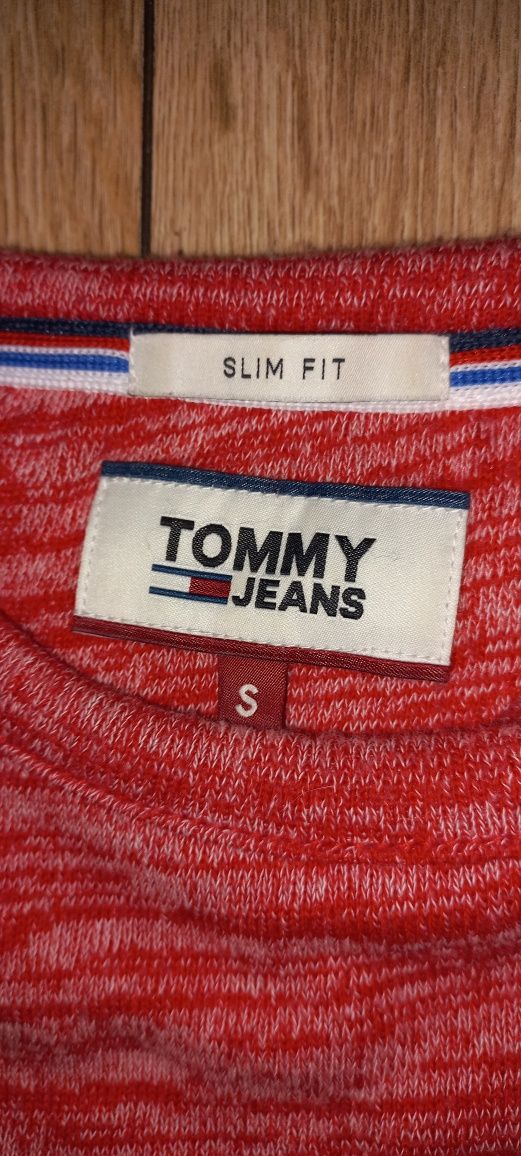 Sweter damski S Tommy Jeans Hilfiger czerwony melanż