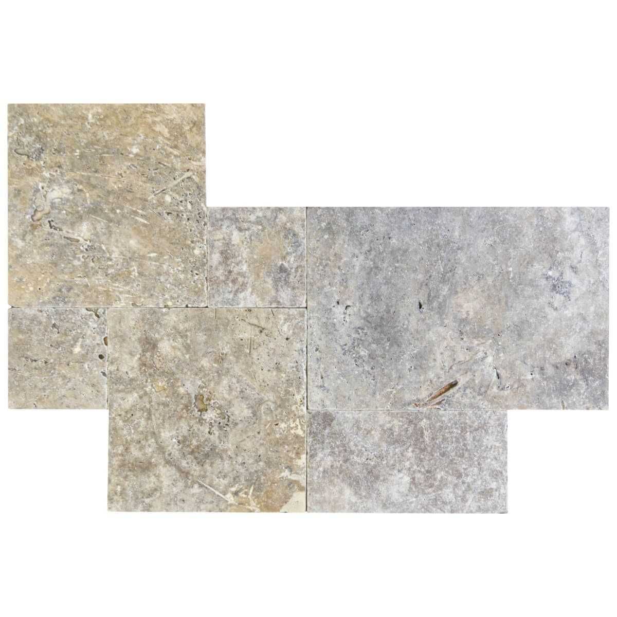 Płytki Kamienne Trawertyn Silver Ash komplet Rzymski 0,742m2 / KAMIEŃ