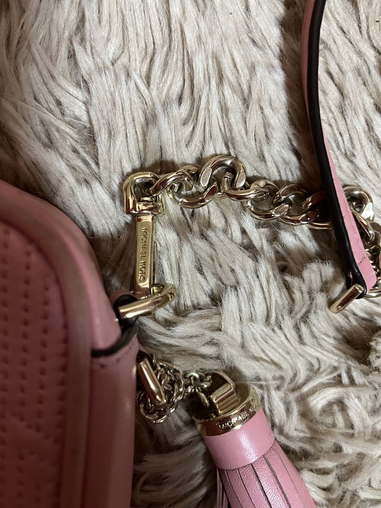 Michael Kors jest set corssbody listonoszka torebka z brelokiem różowa
