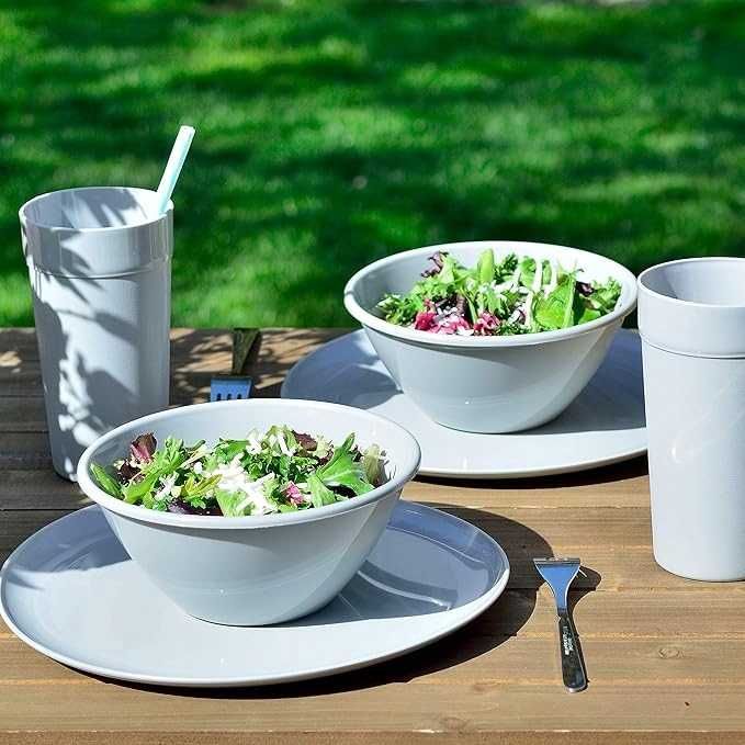 Zestaw obiadowy piknikowy plastikowy talerze kubki piknikowe 18szt