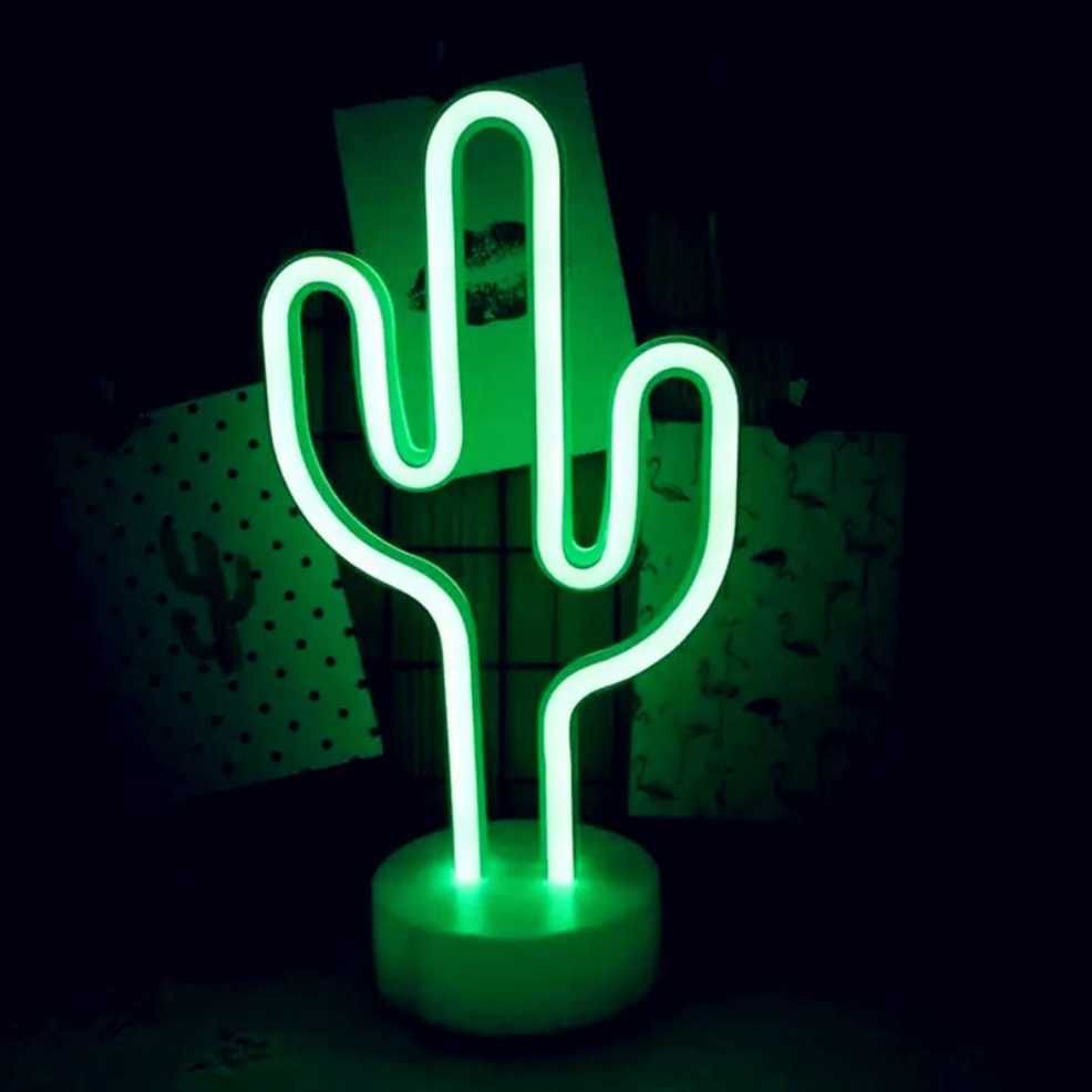 Lampka Dla Dzieci Nocna LED Kaktus Neonowa USB Baterie