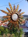Antigo Espelho Sol Em Talha