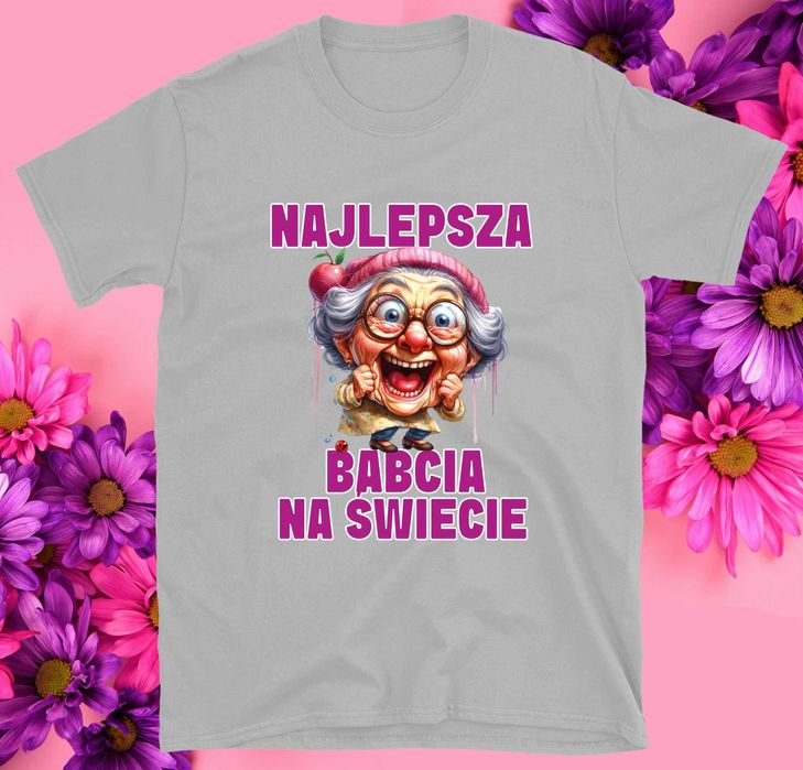 PREZENT DLA BABCI, Dzień Babci, Koszulka z nadrukiem, Koszulka PREZENT