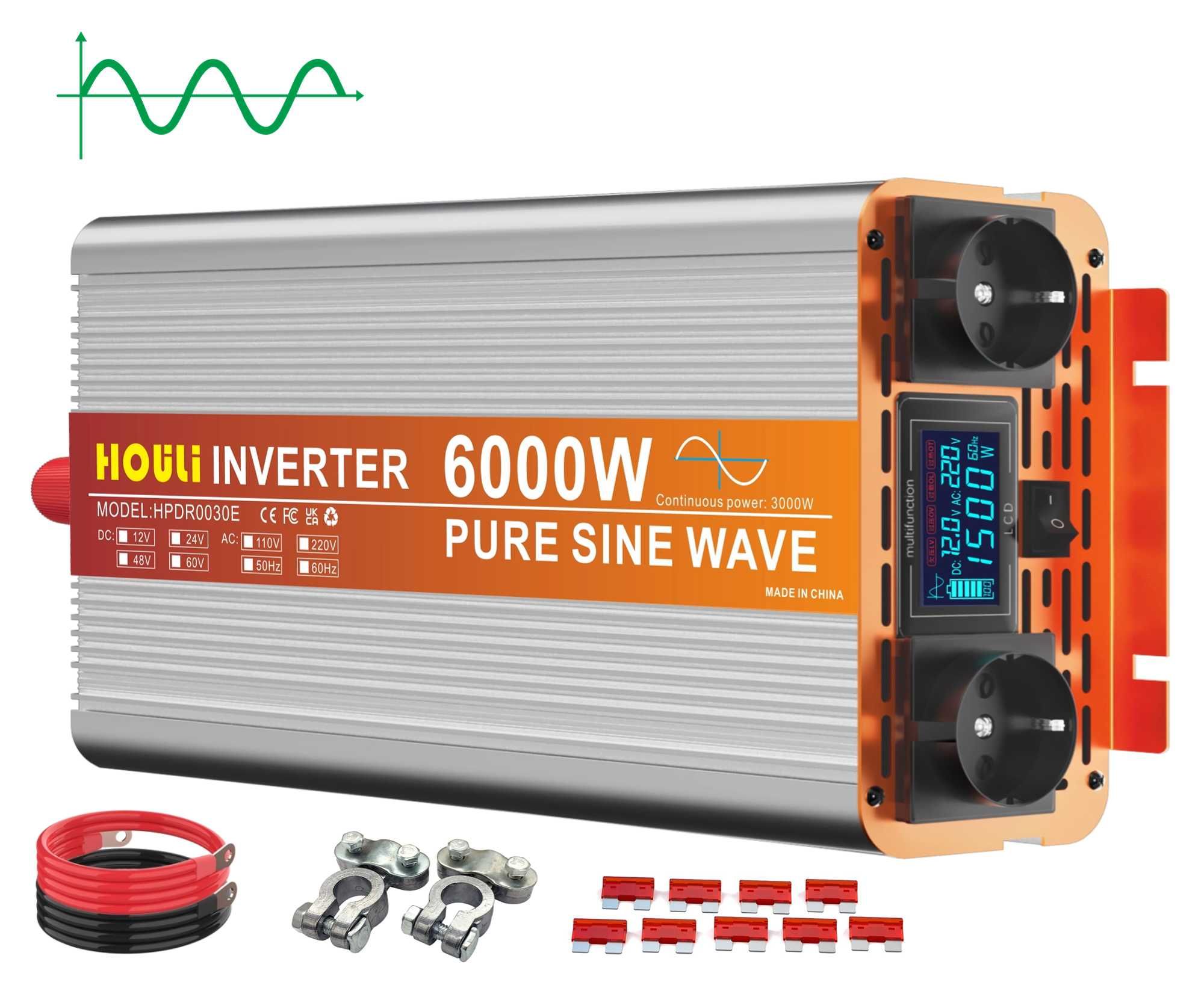 [NOVO] Inversor • 3000W/6000W • Onda Pura • Tomada EU • Comando