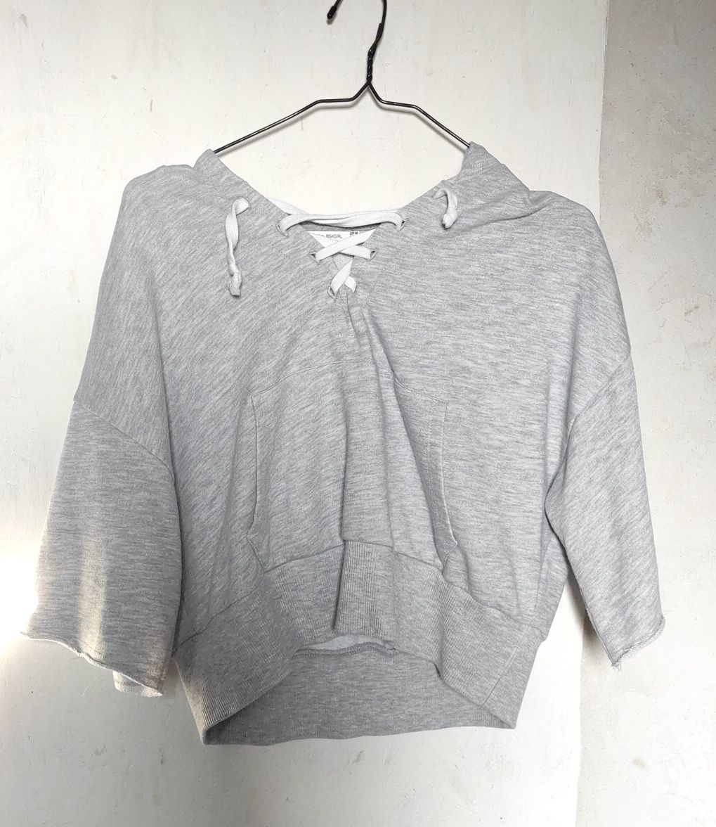 Bershka szary Cropp top oversize