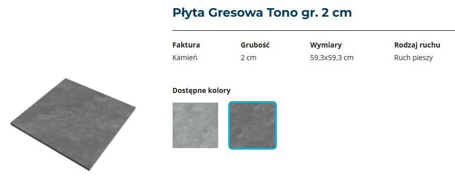 Płyta tarasowa 2cm gresowa 20mm 60x60 120x60 gres tarasowy