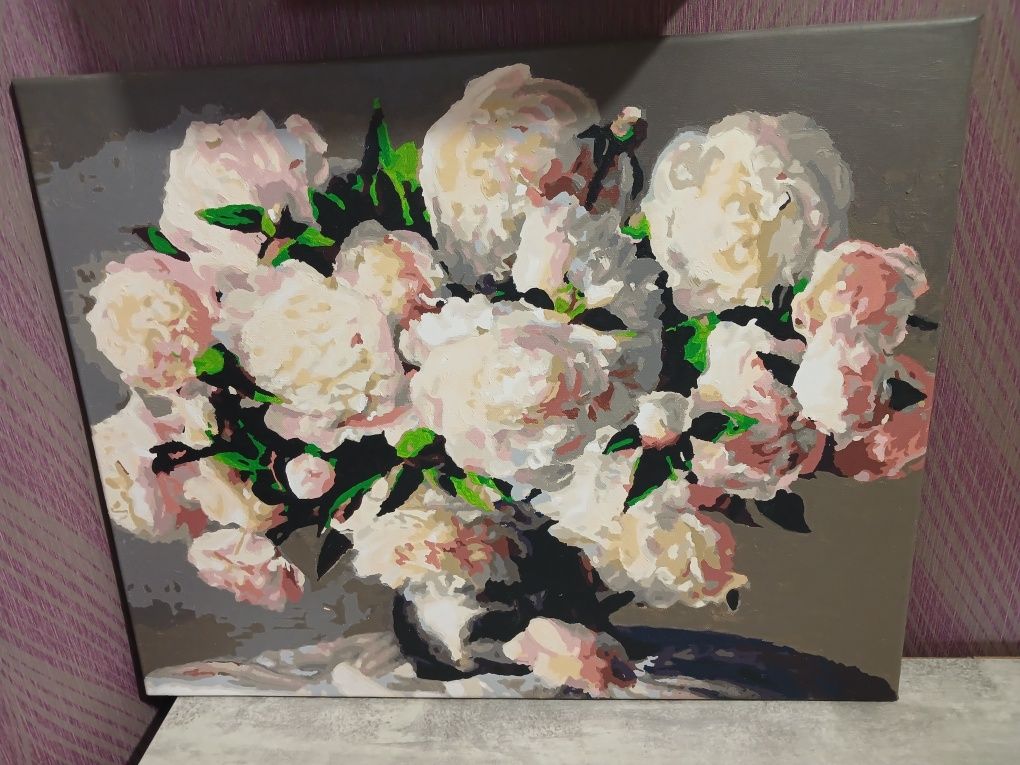 Картина ручной работы цветы, квартира акрилом цветы