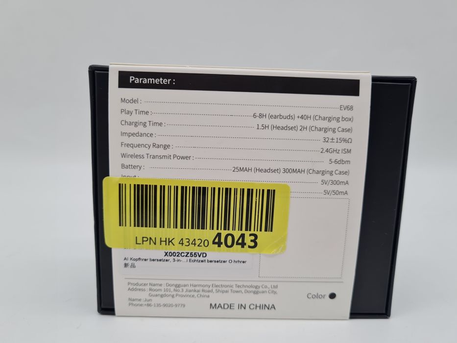 Puqo EV68 Słuchawki do tłumaczenia języków AI 3w1 164 języki BT 5,3