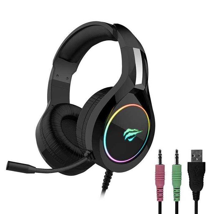 Auscultadores Gaming RGB c/ Microfone Jack 3.5mm + USB HAVIT