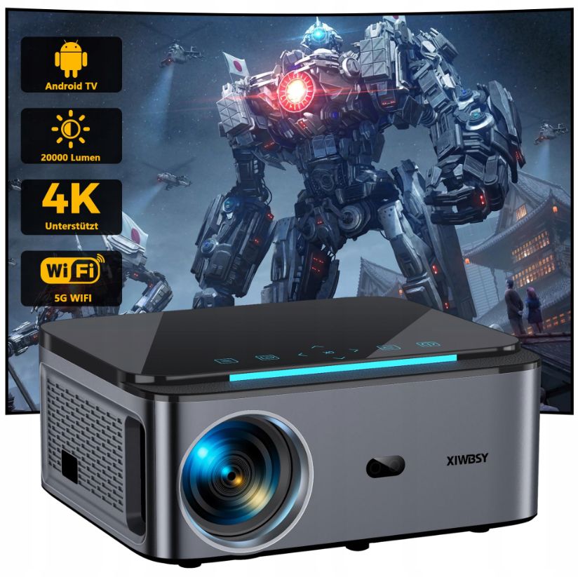 XIWBSY Projektor 4K LED 20000 Lumen Android TV, WiFi, Bluetooth