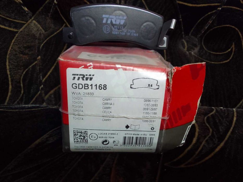 GDB1168 TRW Колодки тормозные задние дисковые