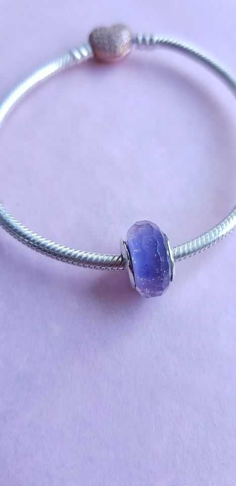 charms zawieszka srebro 925 murano fioletowy
