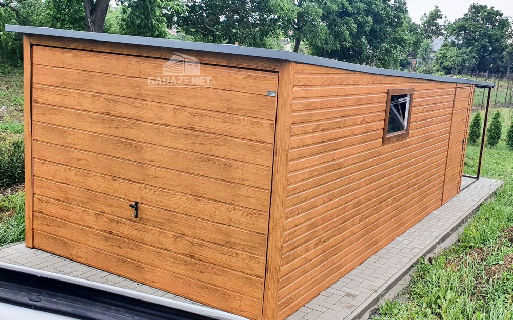 GARAŻ BLASZANY 3m x 6m Brama Uchylna Wiata Drzwi Okno Pcv 3x6 GB197