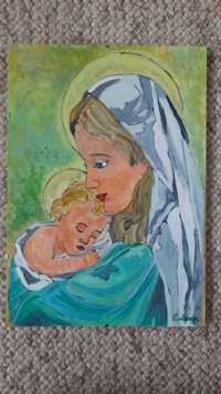 Obrazki Matka Boża z Dzieciątkiem  30 x 42 E. Lange - Okazja!