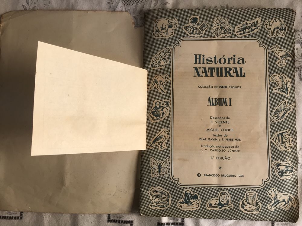 Caderneta antiga Historia Natural 1958 album I incompleto