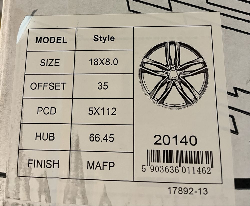 Alufelgi 18 Nowe 5x112 Audi A4 B8 B9 A5 A6 C6 C7 C8 Q3 Q5 Felgi RS