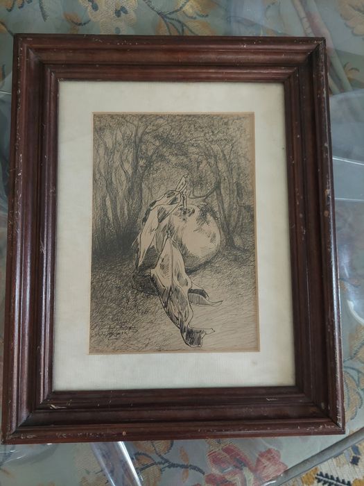 Pintura muito antiga assinada arte quadro