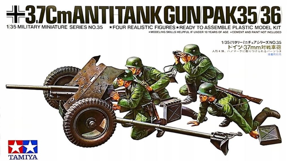 Model do sklejania Tamiya 35035 Działo Pak37 figurki