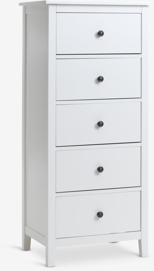 Komoda NORDBY 5 szuflad białyKomoda NORDBY 5 szuflad biały