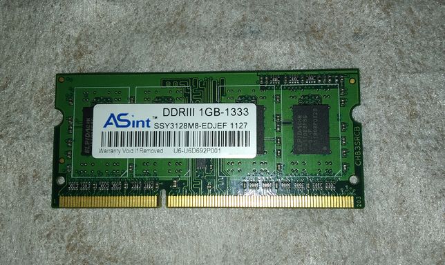 Оперативная память для ноутбука sodimm DDR3 1gb ASint 250 руб.