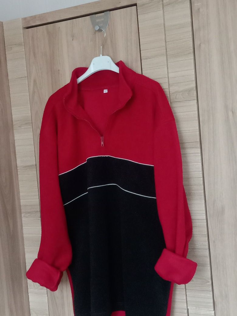 Bluza polar czarny i bordo jak wino golf suwak.