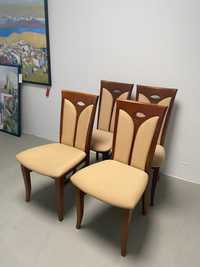 Krzesla Klose czereśnia antyczna, beżowa tkanina 4 szt