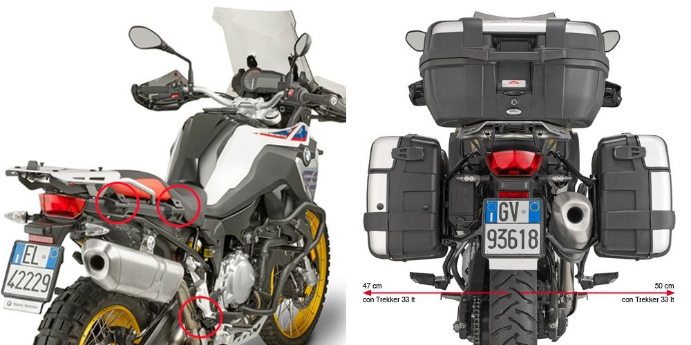 Kufry boczne + stelaż BMW F750GS F850GS, GIVI TRK33N, nowe, Gwarancja