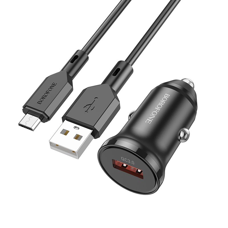 Borofone Ładowarka Samochodowa Bz18 - Usb - Qc 3.0 18W Z Kablem Usb