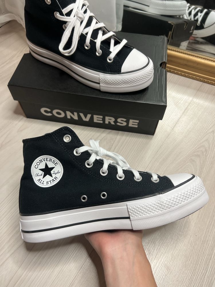 39 Converse All Star Chuck Taylor Lift black czarne na platformie