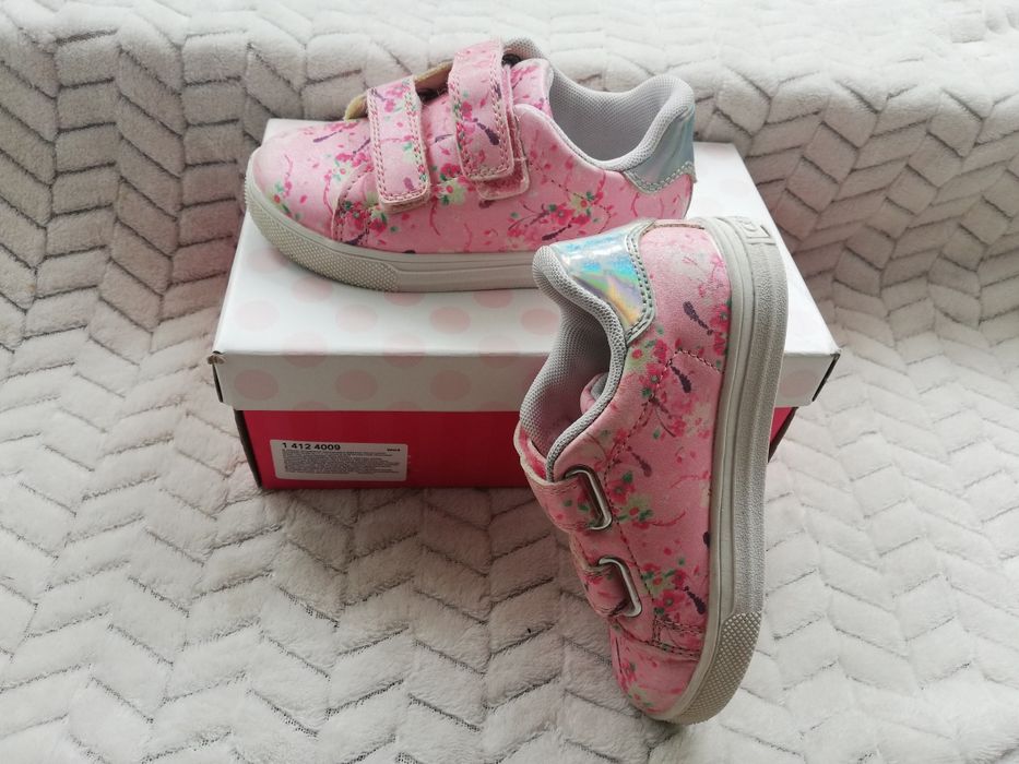 Buty buciki dziewczęce 26 trampki rzepy Cupcake wkładka 17,5 cm