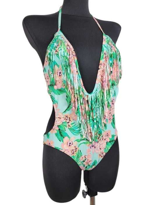 Strój kostium kąpielowy monokini bikini BooHoo 40,L frędzle