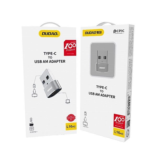 Dudao adapter przejściówka ze złącza Usb Type-C na Usb czarny (l16ac b