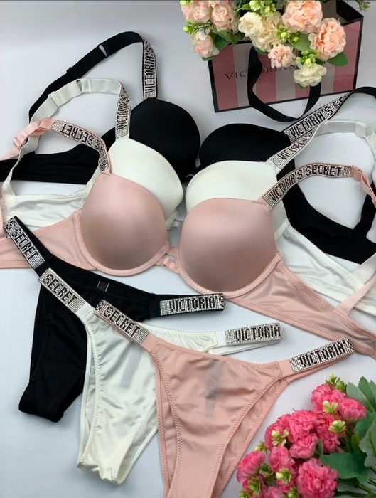 Жіночий комплект білизни Victoria's Secret зі стразами гладенькі круже