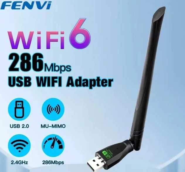 WIFI 6 USB адаптер FENVI AX286 Потужне приймання 2,4 ГГц