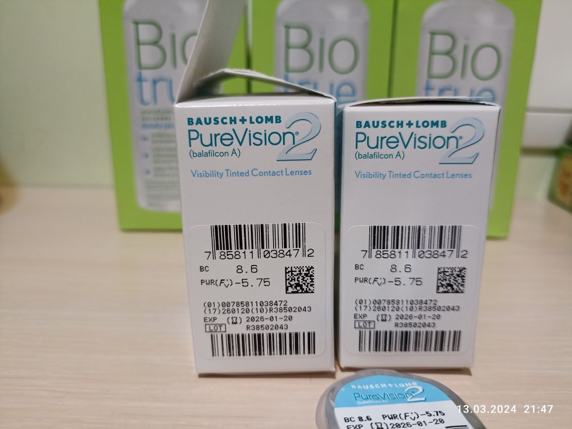 Раствор biotrue и контактные линзы purevision 2