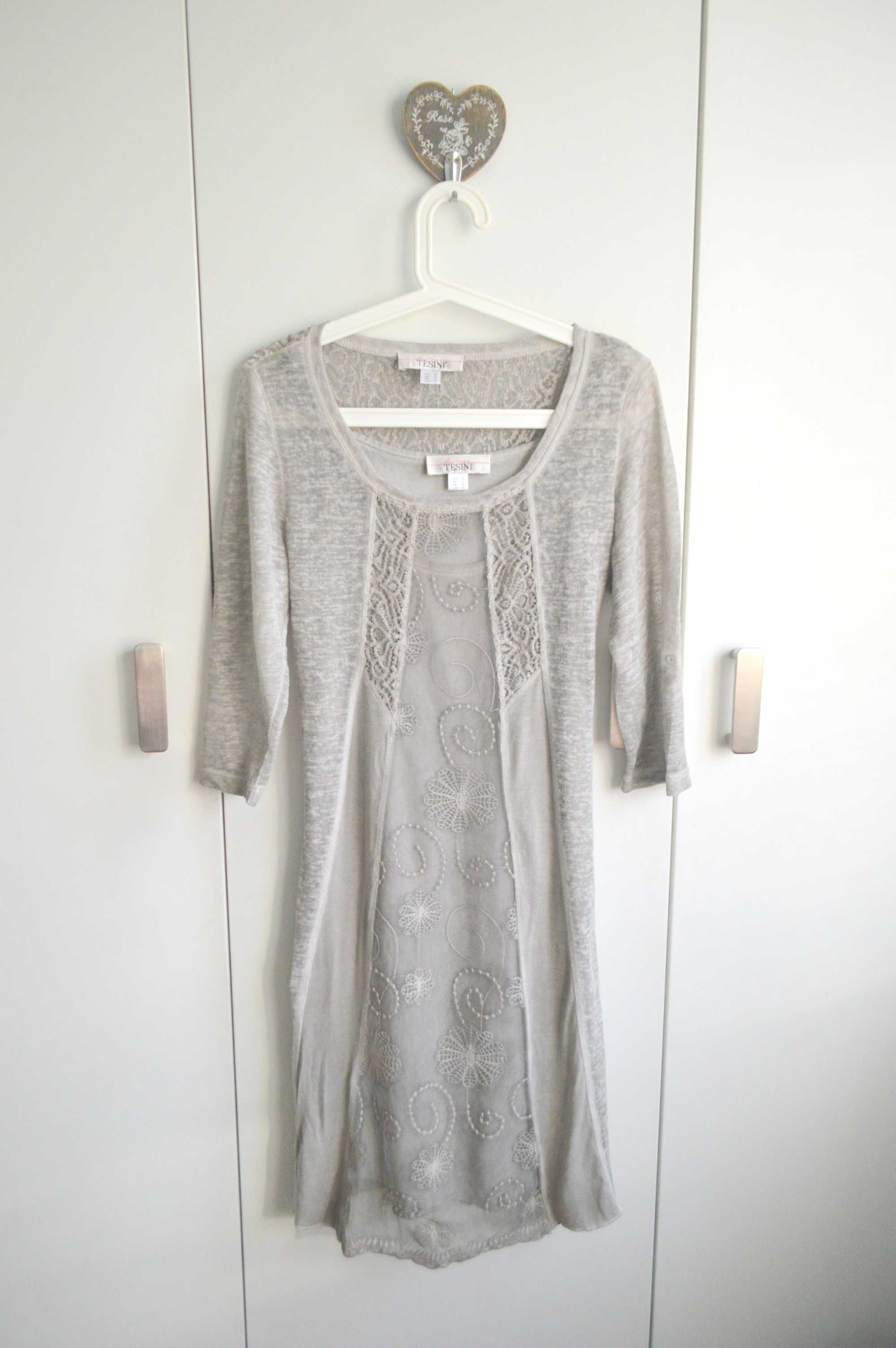 Linea Tesini super sukienka 2w1 boho folk beż kolory ziemi
