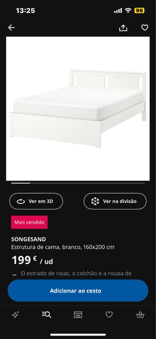 Cama Ikea SONGSAND Castanha