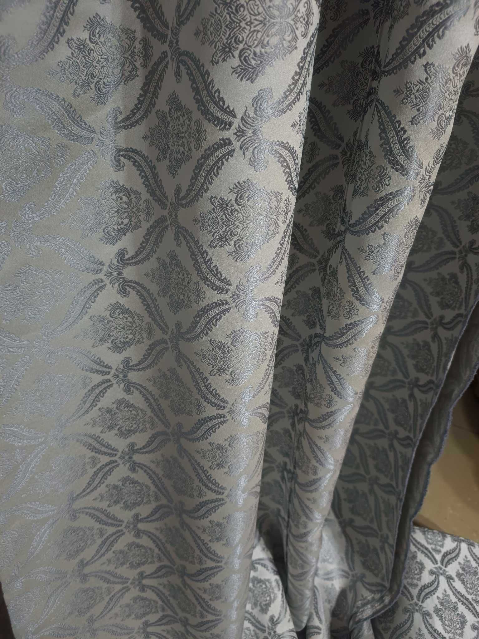 zasłony z metra ORNAMENT haft, dwustronny,szer 280 cm SZAROŚCI