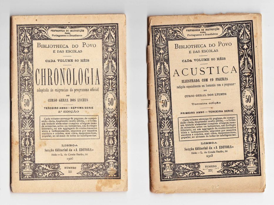 3 Livros Biblioteca do Povo e das Escolas com Mais de 100 Anos