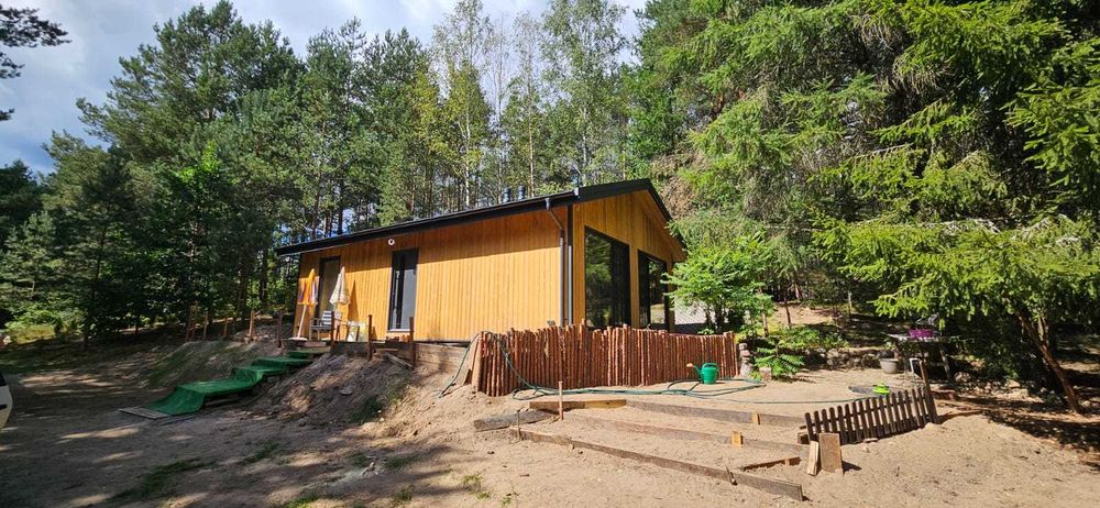 Dom drewniany parterowy 75m, domek letniskowy, całoroczny, konstrukcja