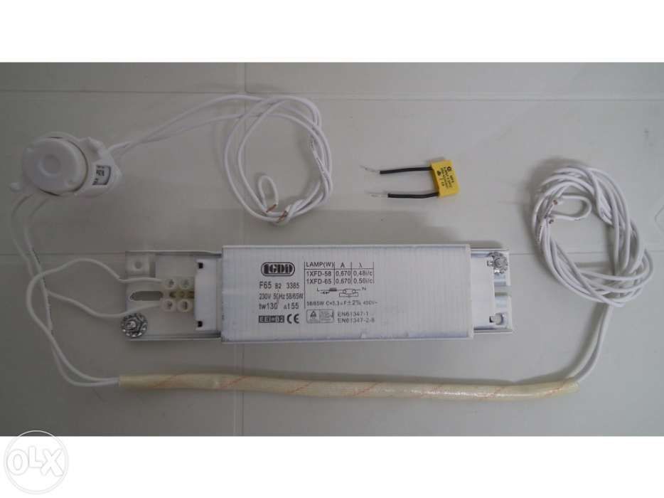 Transformador, arrancador, cabos Lamp Fluorescente 150cm 58 w