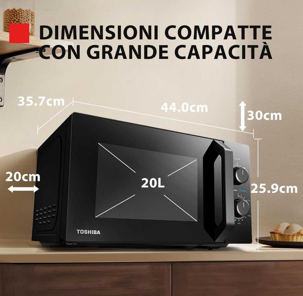 Toshiba Solo mikrofalówka 20 l, MW2-MM20PF(BK) 800W NOWA Z DEFEKTEM