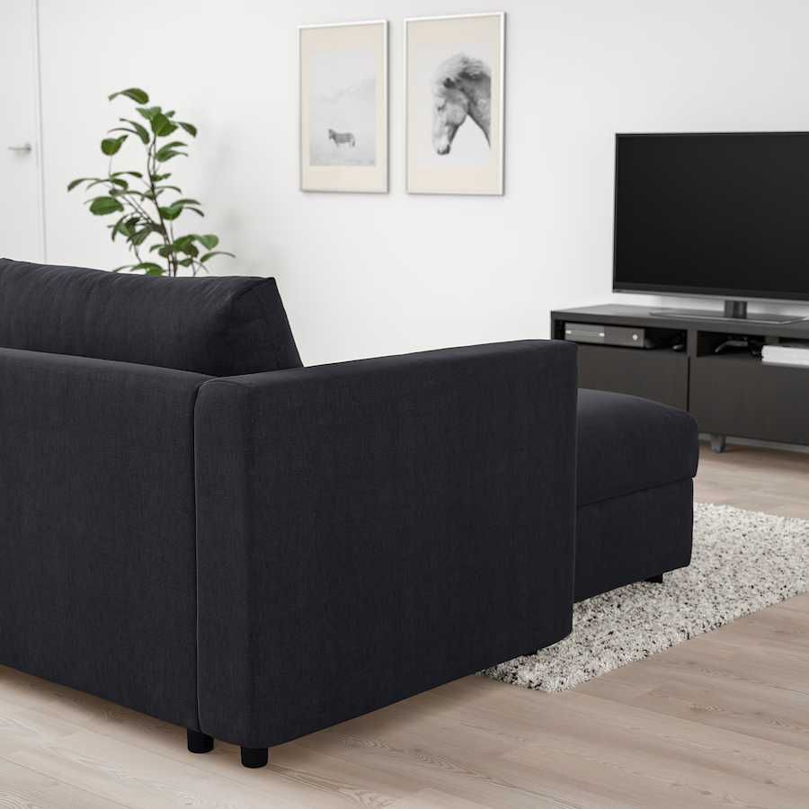 Chaise longue, c/braços largos/Saxemara azul-preto VIMLE