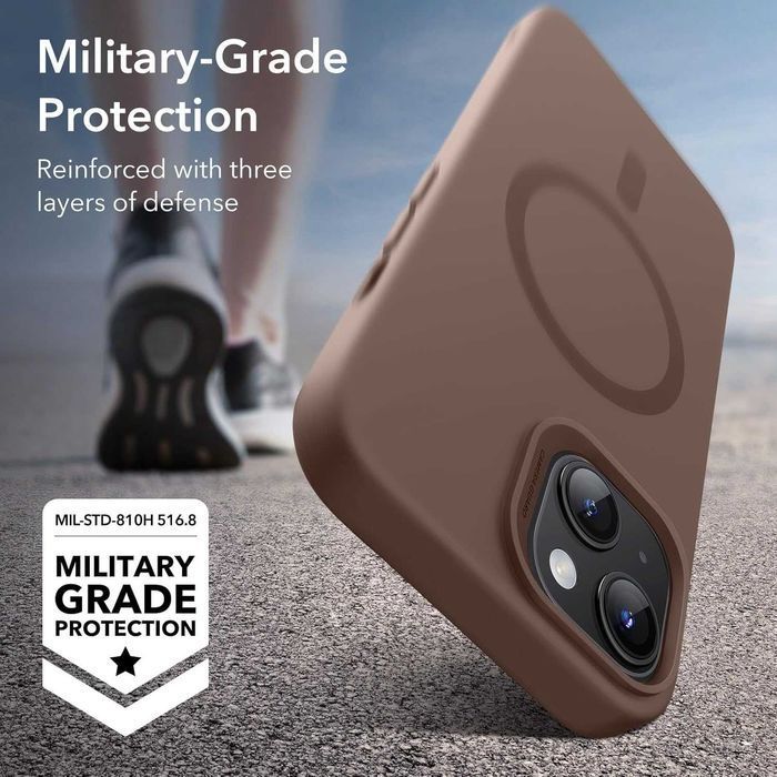 ESR HaloLock soft case etui MagSafe do iPhone 15 magnetyczne brązowe