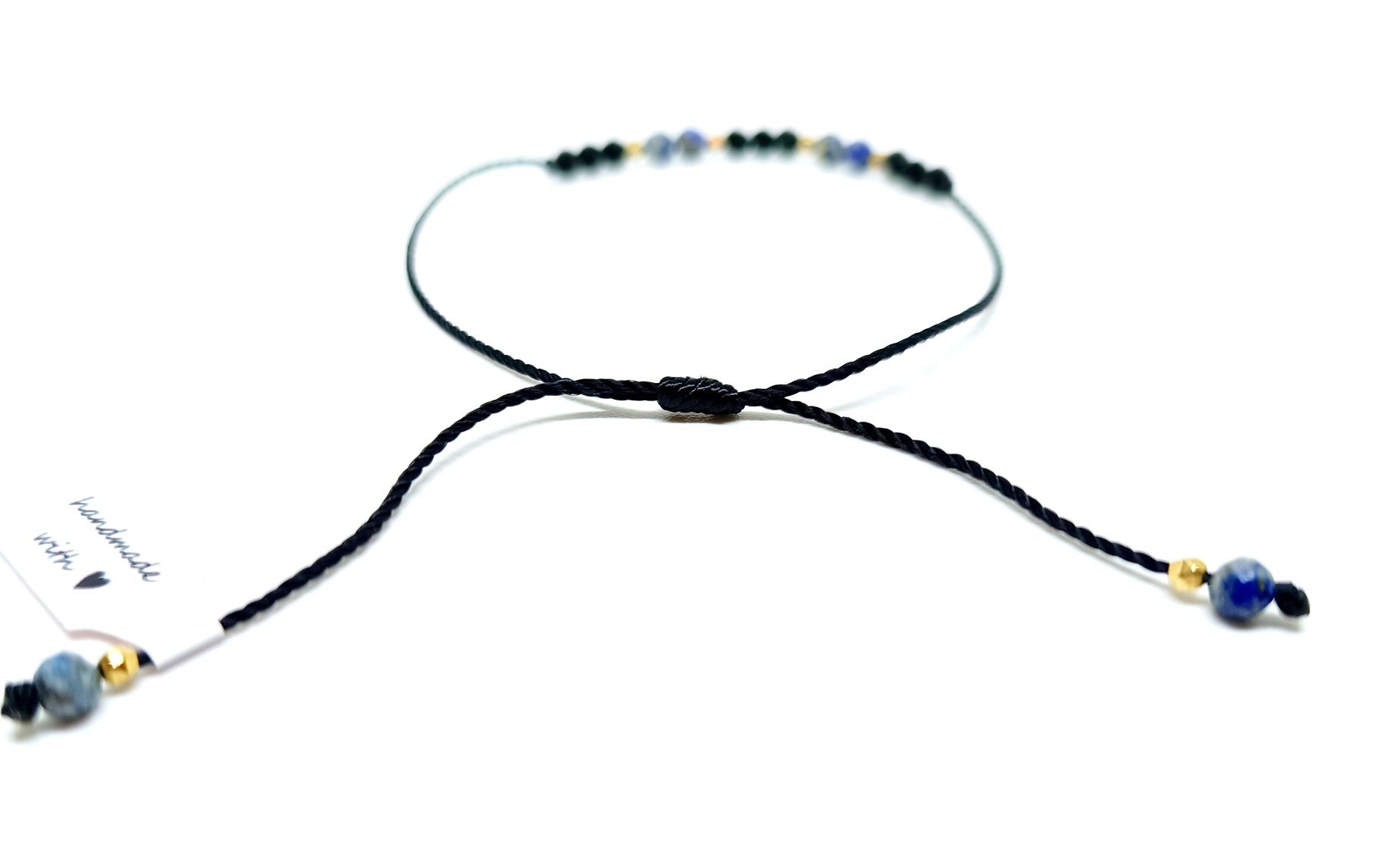 Bransoletka sznurkowa kryształki lapis lazuli