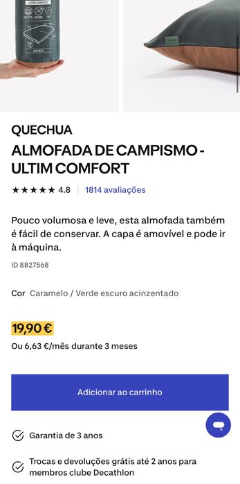 Almofada de campismo ultim confort