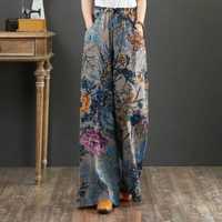 Женские легкие, широкие брюки бренда ZANZEA (КНР) с цветочным принтом